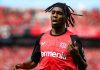 Jeremie Frimpong di laga Leverkusen vs Borussia Dortmund