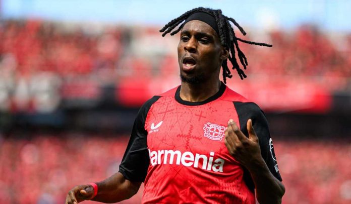 Jeremie Frimpong di laga Leverkusen vs Borussia Dortmund