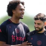 Joshua Zirkzee di sesi latihan Manchester United