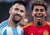 Lionel Messi dan Lamine Yamal