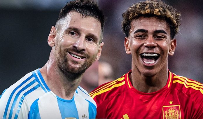 Lionel Messi dan Lamine Yamal