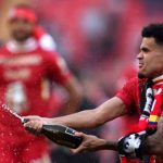 Luis Diaz saat rayakan momen juara Liverpool