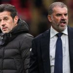 Marco SIlva dan pelatih Tottenham Hotspur Ange Postecoglou