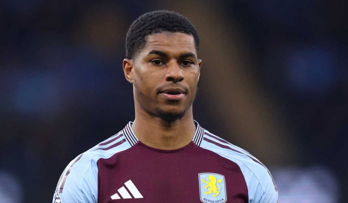 Marcus Rashford di laga Manchester City FC vs Aston Villa