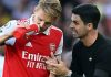 Martin Odegaard dan Mikel Arteta pelatih Arsenal