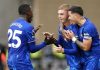Moises Caicedo bersama Enzo Fernandez ikut merayakan gol Cole Palmer