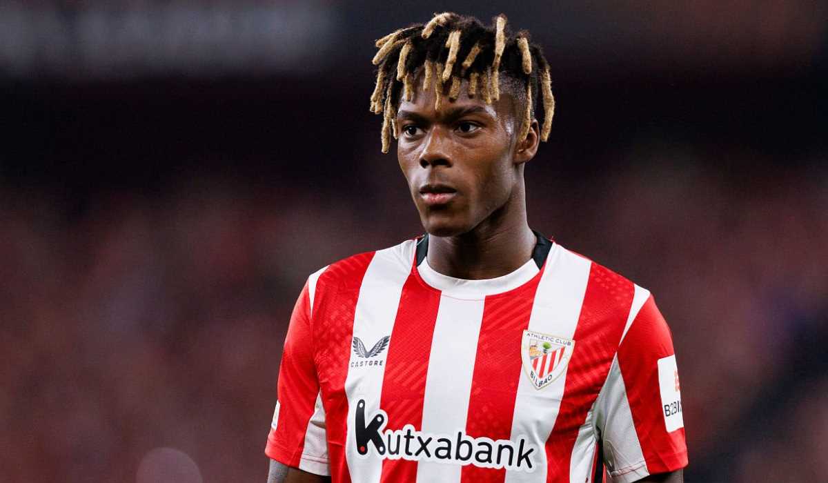 Nico Williams di laga Athletic Bilbao vs Manchester United
