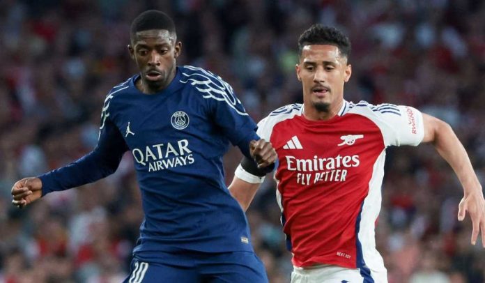 Ousmane Dembele dibayang-bayangi William Saliba di laga Arsenal vs PSG