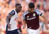 Pape Matar Sarr mencoba mengejar Marco Asensio di laga Aston Villa vs Tottenham