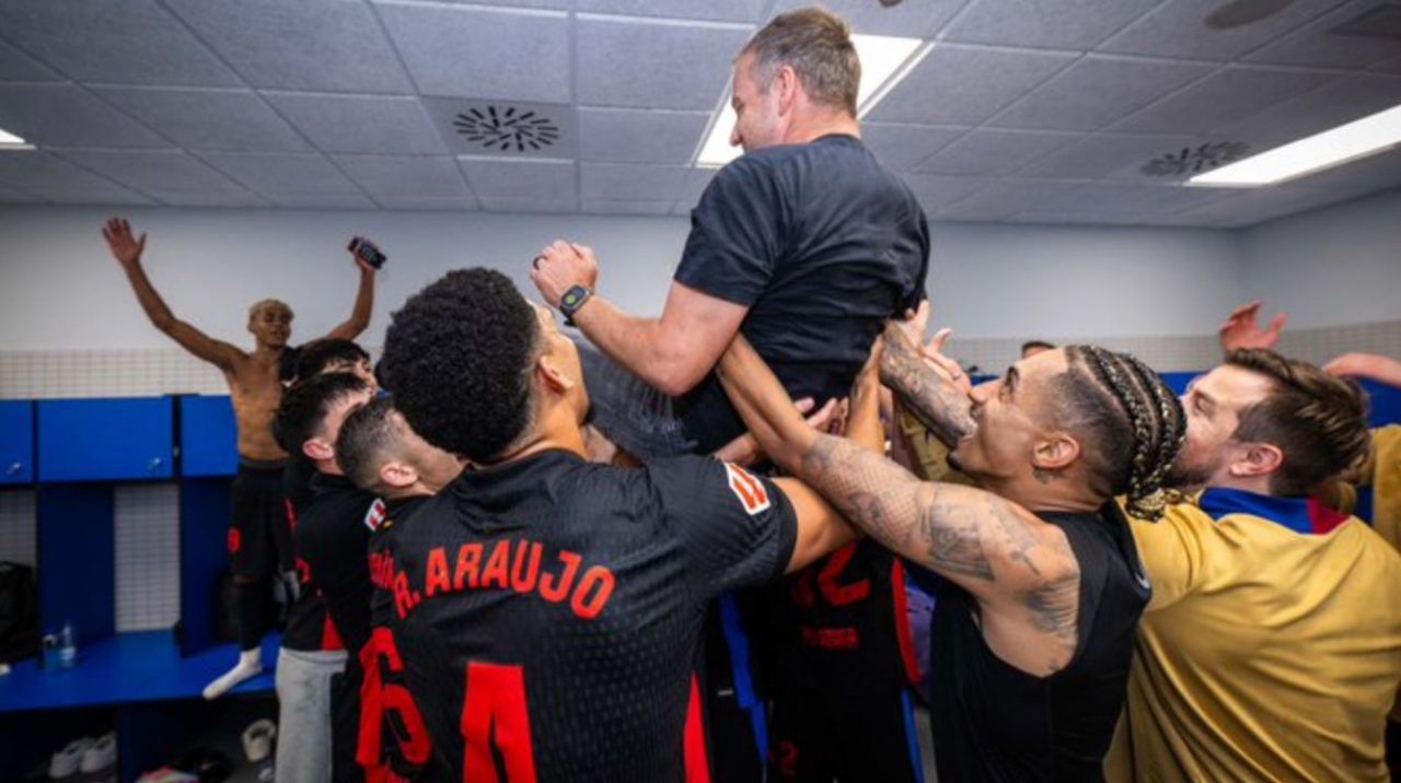 Pemain Barcelona rayakan juara Liga Spanyol 2024-2025