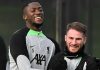 Alexis Mac Allister berlatih bersama Ibrahima Konate