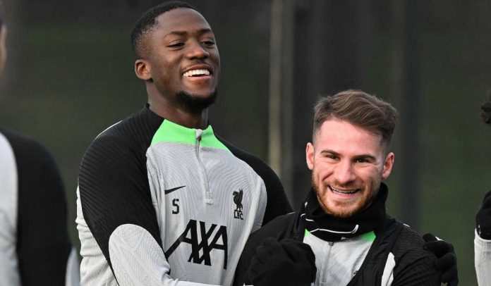 Alexis Mac Allister berlatih bersama Ibrahima Konate