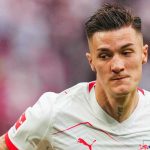 Benjamin Sesko di laga RB Leipzig v VfB Stuttgart