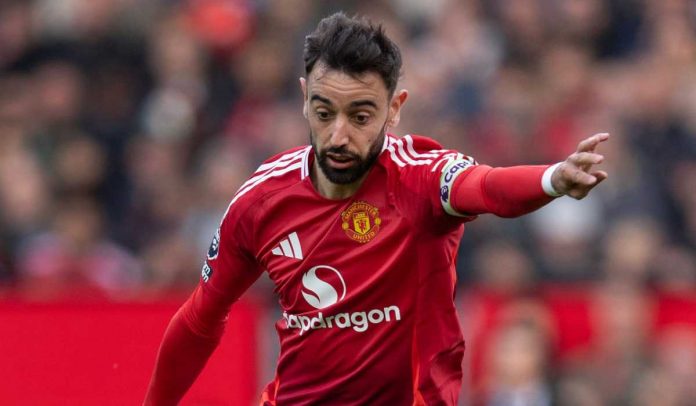 Bruno Fernandes di laga Manchester United vs Aston Villa