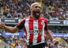 Bryan Mbeumo merayakan golnya di laga Wolves vs Brentford