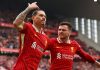 Darwin Nunez merayakan golnya untuk Liverpool bersama Darwin Nunez