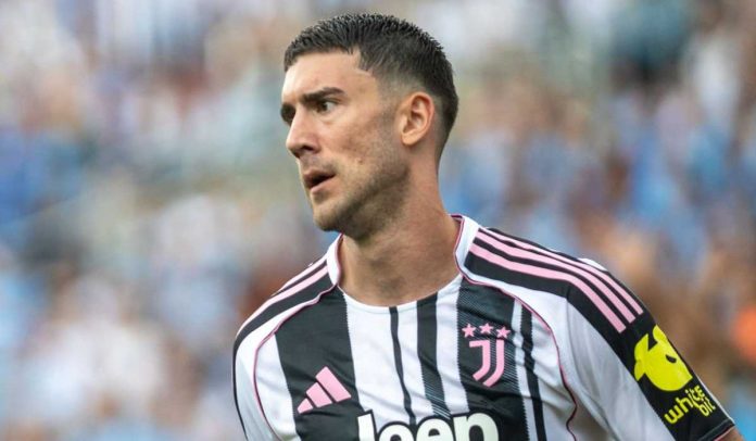 Dusan Vlahovic di laga Juventus vs Manchester City