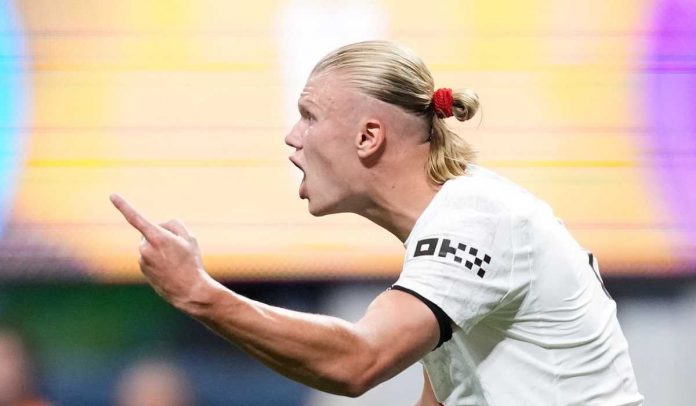 Ekspresi Erling Haaland di laga Manchester City vs Al Ain