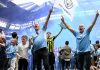 Fans Manchester City di Etihad Stadium