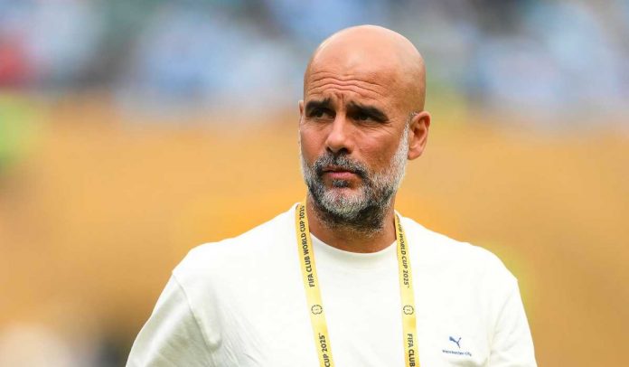 Gestur Pep Guardiola di laga Manchester City FC vs Wydad AC
