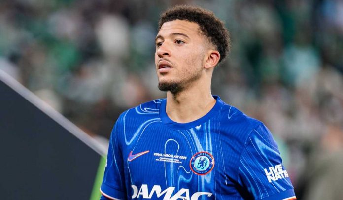 Jadon Sancho dalam perayaan gelar juara Liga Konferensi Eropa