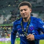 Jadon Sancho merayakan gelar juara Liga konferensi Eropa