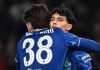 Joao Felix merayakan golnya bersama Marc Guiu