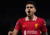 Luis Diaz merayakan golnya ke gawang Manchester City