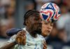 Marcus Thuram mengontrol bola di laga Monterrey v Internazionale Milano