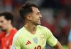 Martin Zubimendi merayakan gol ke gawang Portugal