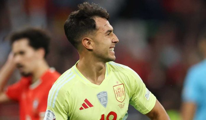 Martin Zubimendi merayakan gol ke gawang Portugal