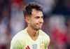Martin Zubimendi merayakan golnya ke gawang Portugal