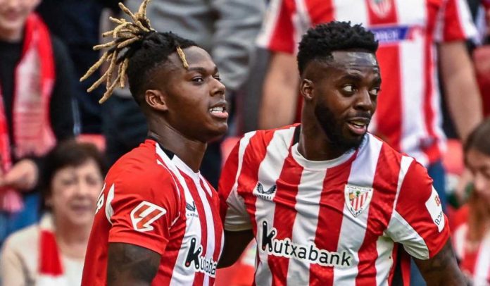 Nico Williams merayakan golnya bersama Inaki Williams