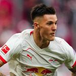 Aksi Benjamin Sesko di laga RB Leipzig vs VfB Stuttgart