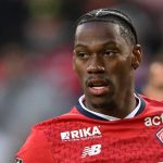 Aksi Jonathan David di laga Lille vs Olympique de Marseille