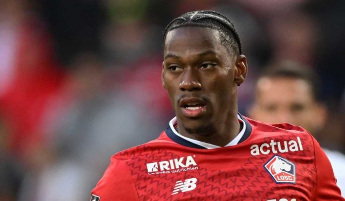 Aksi Jonathan David di laga Lille vs Olympique de Marseille