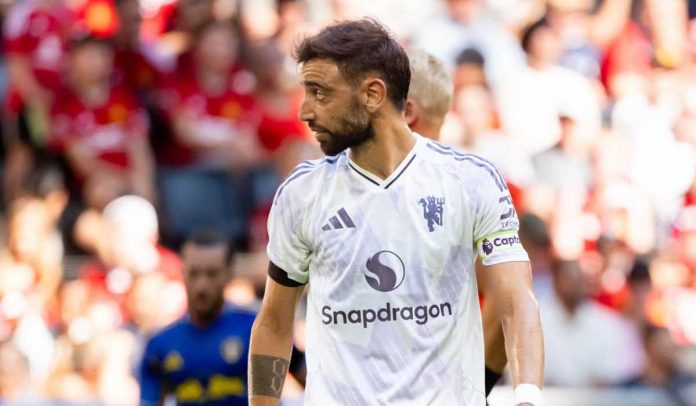Bruno Fernandes di laga Manchester United vs Leeds United
