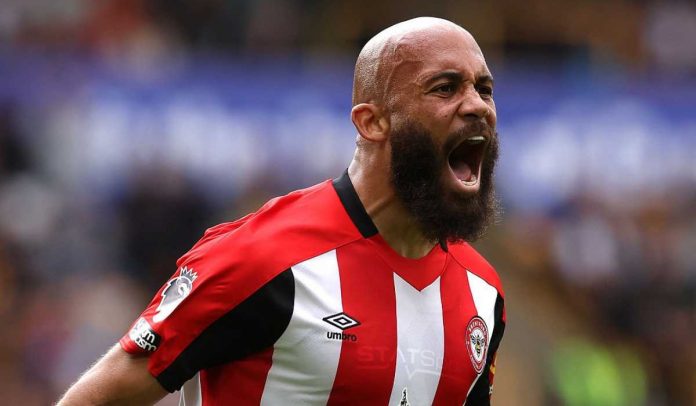 Bryan Mbeumo merayakan golnya ke gawang Brentford