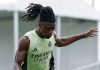 Eduardo Camavinga selama sesi latihan di Real Madrid