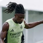Eduardo Camavinga selama sesi latihan di Real Madrid