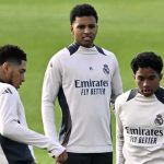 Endrick dan Rodrygo di sesi latihan Real Madrid