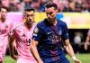 Fabian Ruiz (PSG) mencoba melewati hadangan Sergio Busquets (Inter Miami)