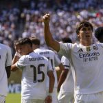 Gonzalo Garcia merayakan golnya untuk Real Madrid