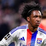 Malick Fofana merayakan golnya di laga Olympique Lyonnais vs Stade Rennais