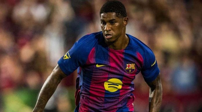 Marcus Rashford saat menjalani debutnya bersama Barcelona