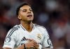 Rodrygo saat merayakan golnya untuk Real Madrid