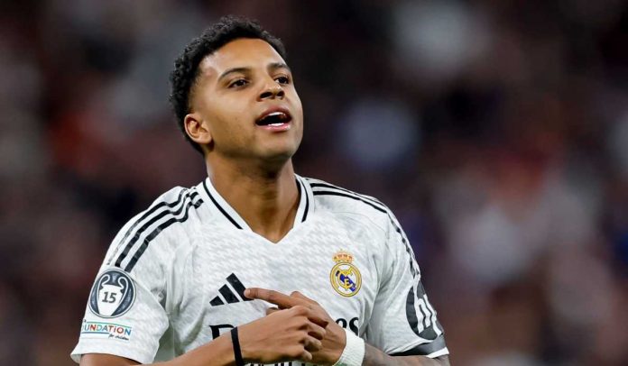 Rodrygo saat merayakan golnya untuk Real Madrid