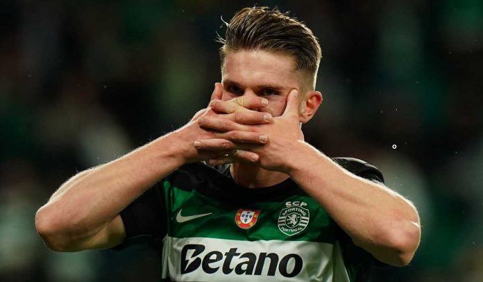 Victor Gyokeres merayakan gol yang dicetaknya untuk Sporting CP