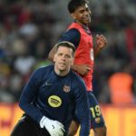 Wojciech Szczesny dalam sebuah sesi pemanasan Barcelona