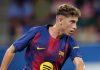 Aksi Fermin Lopez di laga Barcelona vs Como